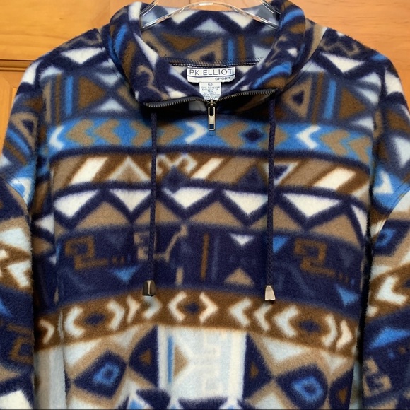 PK Elliot Vintage Southwest Design Fleece Popover Large - Picture 7 of 10